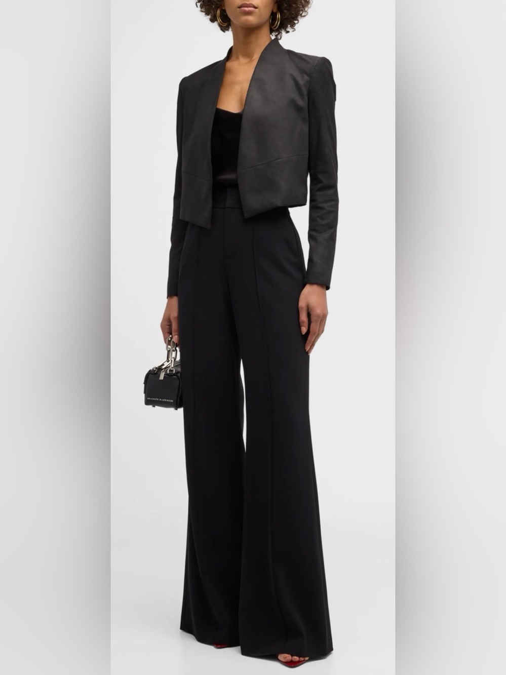 Alice & Olivia HARVEY GOAT LEATHER CROPPED JACKET SMALL $795